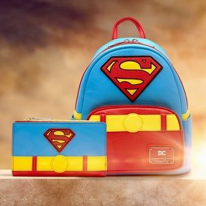NWT DC Comics Superman Cosplay Loungefly Mini Backpack & Wallet